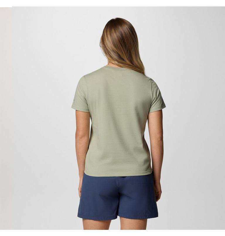 Women's Delta Drift Graphic Technical T-Shirt, Color: Safari, Linear Peakscape, image 2