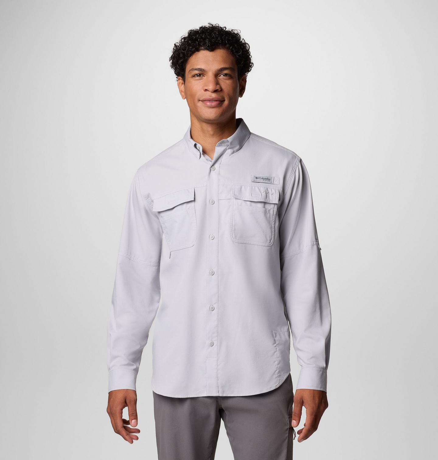 Мужская рубашка Columbia PFG Blood and Guts V Long Sleeve, цвет: Холодный серый — фото 1
