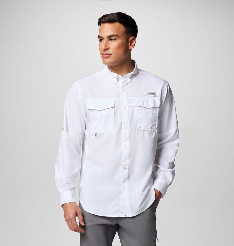 Men's PFG Blood and Guts V Long Sleeve Shirt, Color: White, image 1