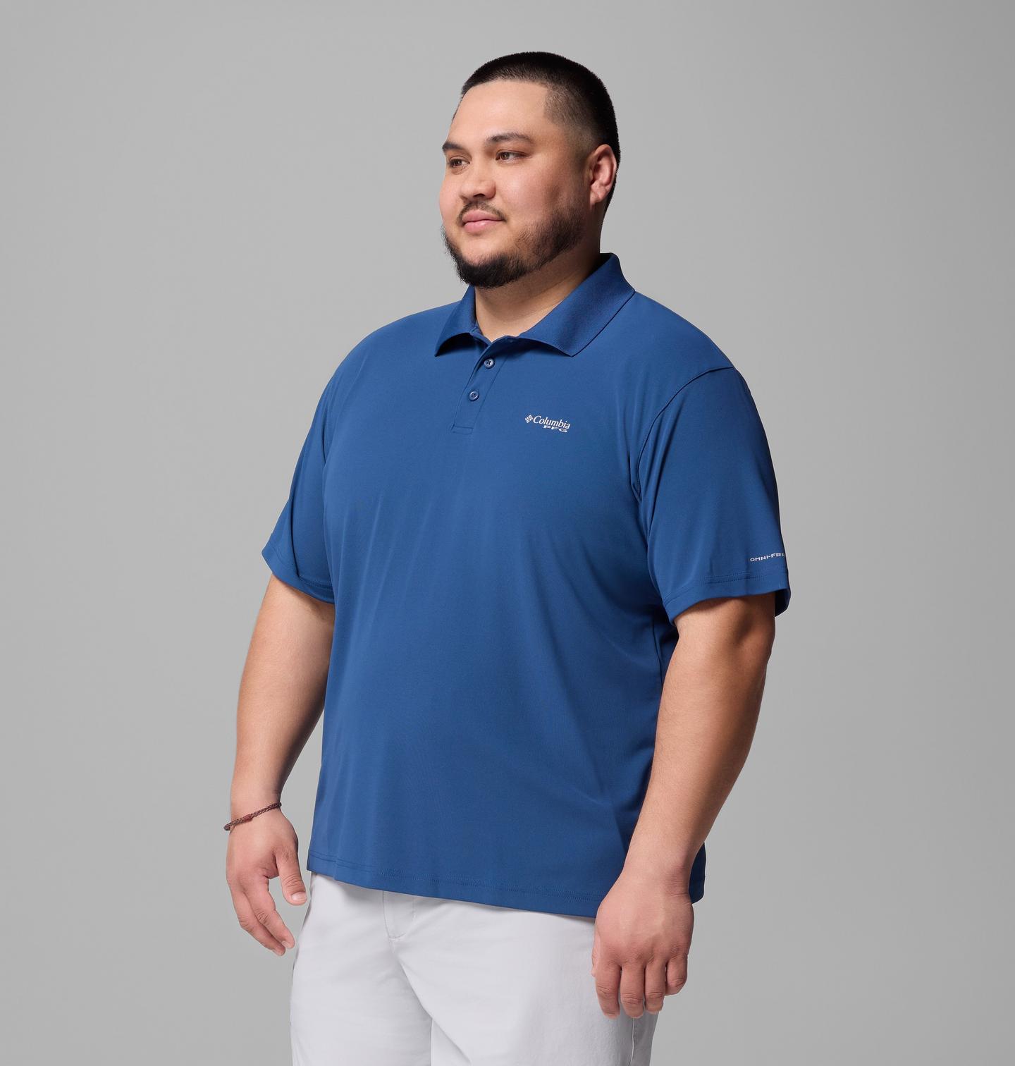 Мужское поло Columbia PFG Freezer Polo Shirt - Big, цвет: Карбоновый — фото 3