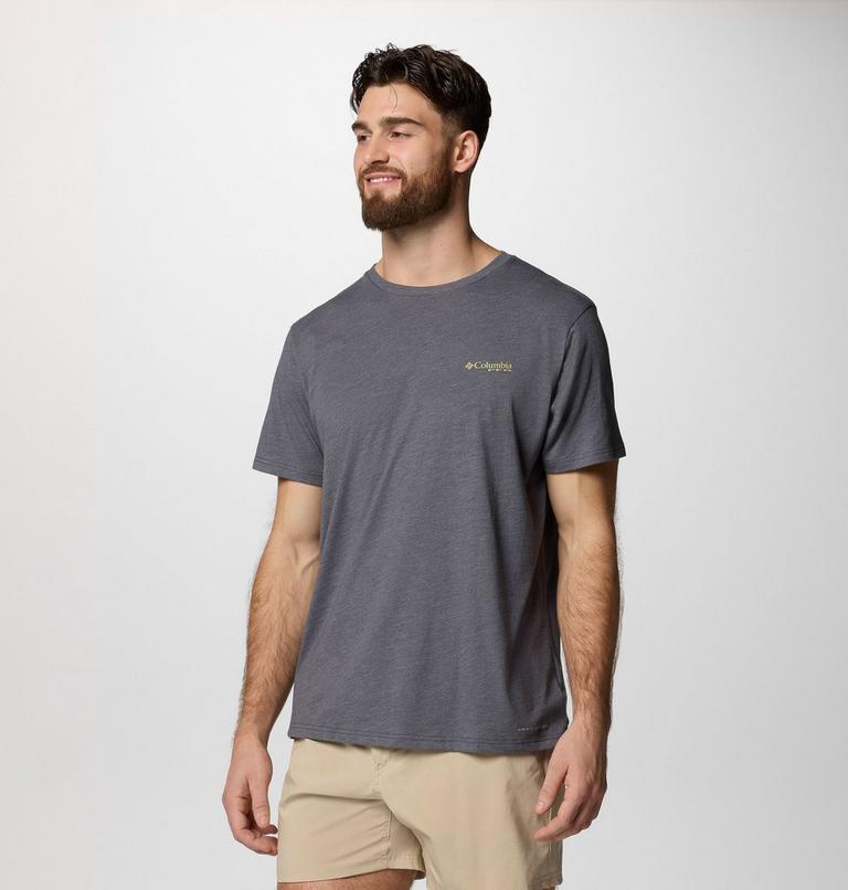 Camiseta técnica con estampado PFG Uncharted para hombre, Color: Shark Heather, PFG Swamp Shack, image 3