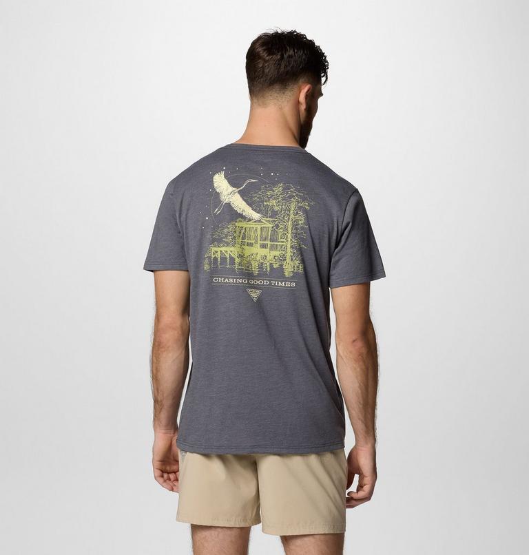 Camiseta técnica con estampado PFG Uncharted para hombre, Color: Shark Heather, PFG Swamp Shack, image 1