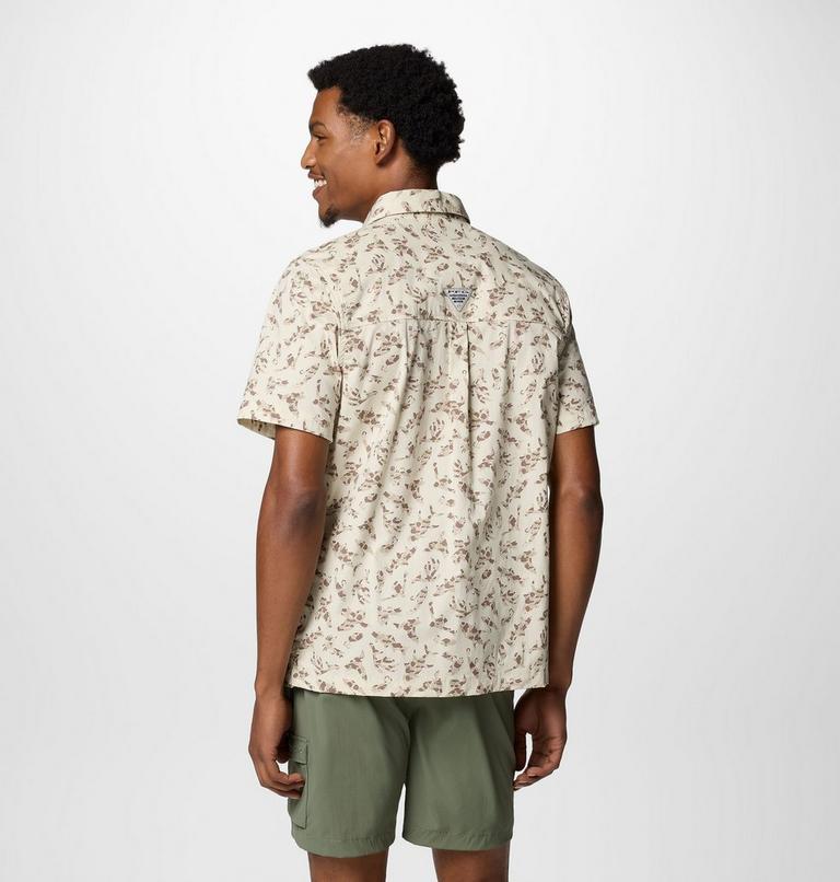 Men's Wild Cast Camp Short Sleeve Shirt, Color: Stone Huntfish, image 2