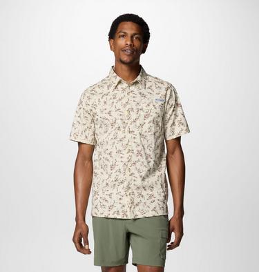 Men's Wild Cast Camp Short Sleeve Shirt, Color: Stone Huntfish, image 3
