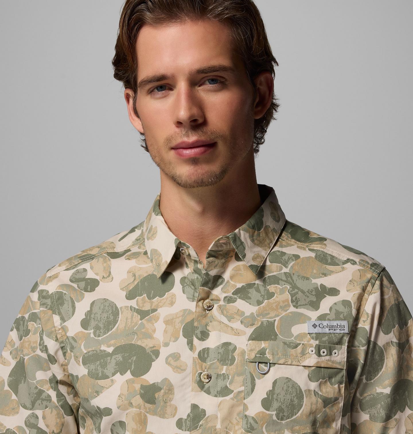 Мужская рубашка Columbia PFG Wild Cast Camp, цвет: Серо-бежевый — фото 4