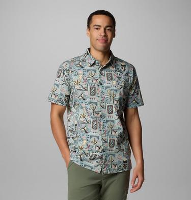 Men's Wild Cast Camp Short Sleeve Shirt, Color: Crushed Blue Bajabound, image 1