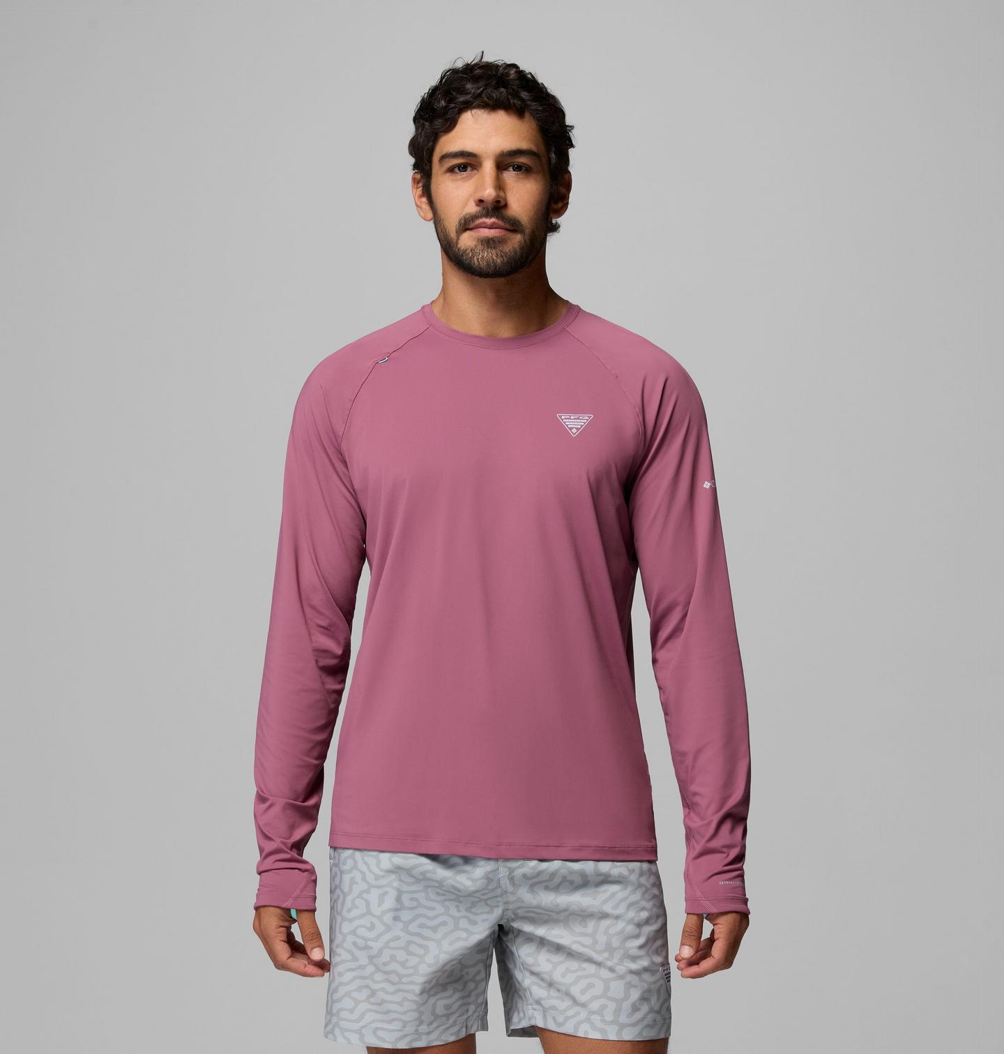 Мужская рубашка Columbia PFG Wild Cast Sun, цвет: Состаренный розовато-лиловый — фото 1