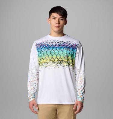 Men's Terminal Tackle PFG X Bentley Long Sleeve T-Shirt, Color: White, PFG Bentley Tarpon Scales, image 1
