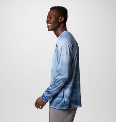 Men's Super Terminal Tackle PFG Fade Long Sleeve T-Shirt, Color: Collegiate Navy, Obsidian FOTW Permit, image 3