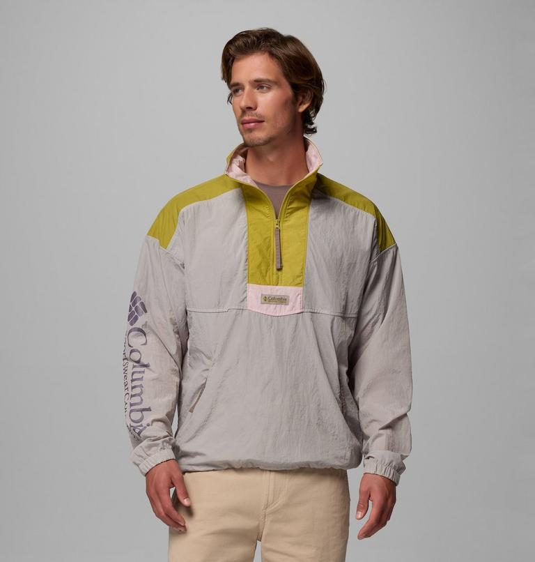 Men's Riptide II Retro Windbreaker Anorak, Color: Flint Grey, Peppercorn, Pink Agate, image 1