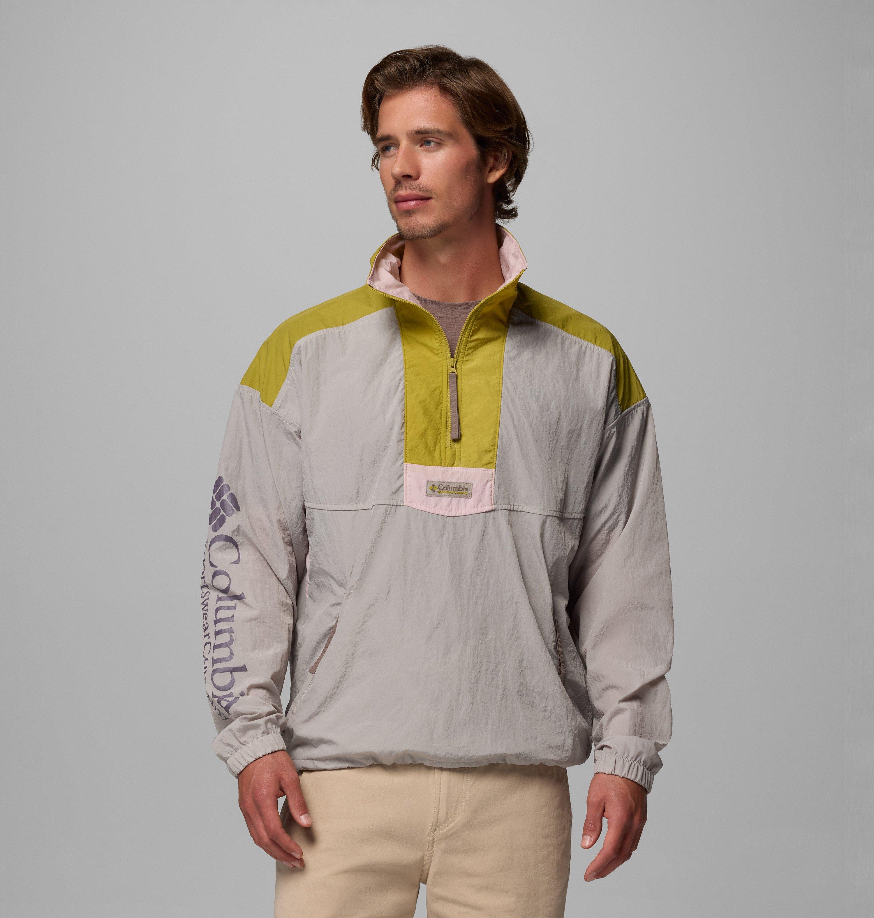 Columbia Sportswear Unisex Grey Columbia - Riptide™ Ii Retro Windbreaker Anorak - Flint Peppercorn, Pink Agate Large