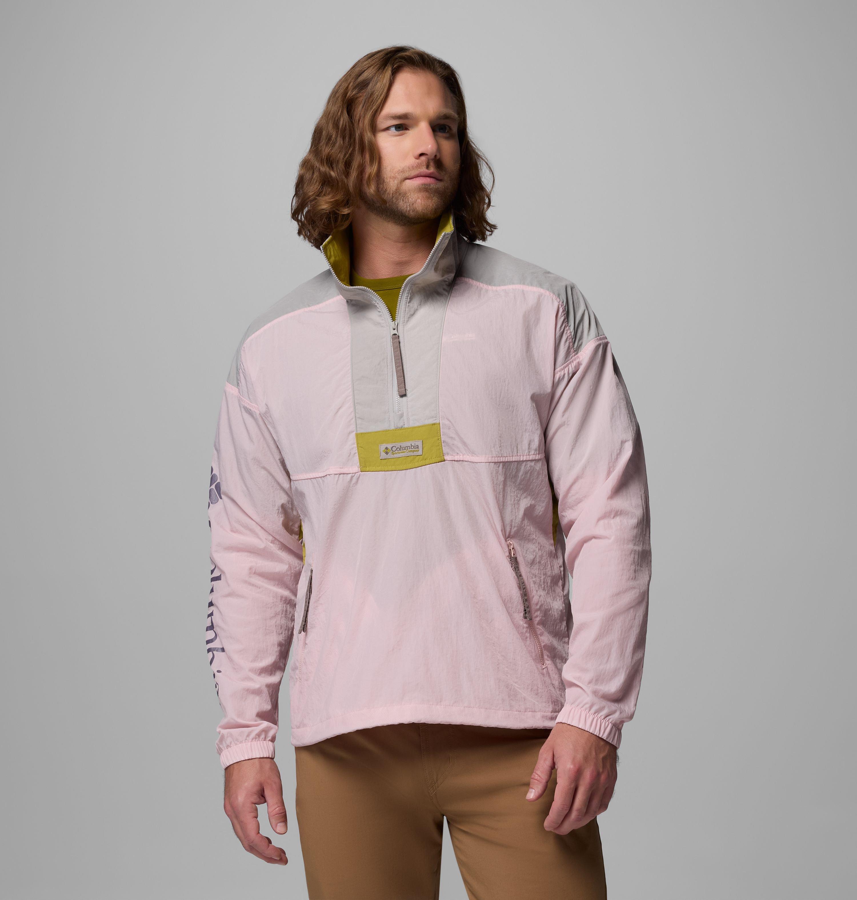 Columbia Sportswear Unisex Red Columbia - Riptide™ Ii Retro Windbreaker Anorak - Pink Agate, Flint Grey, Peppercorn Small