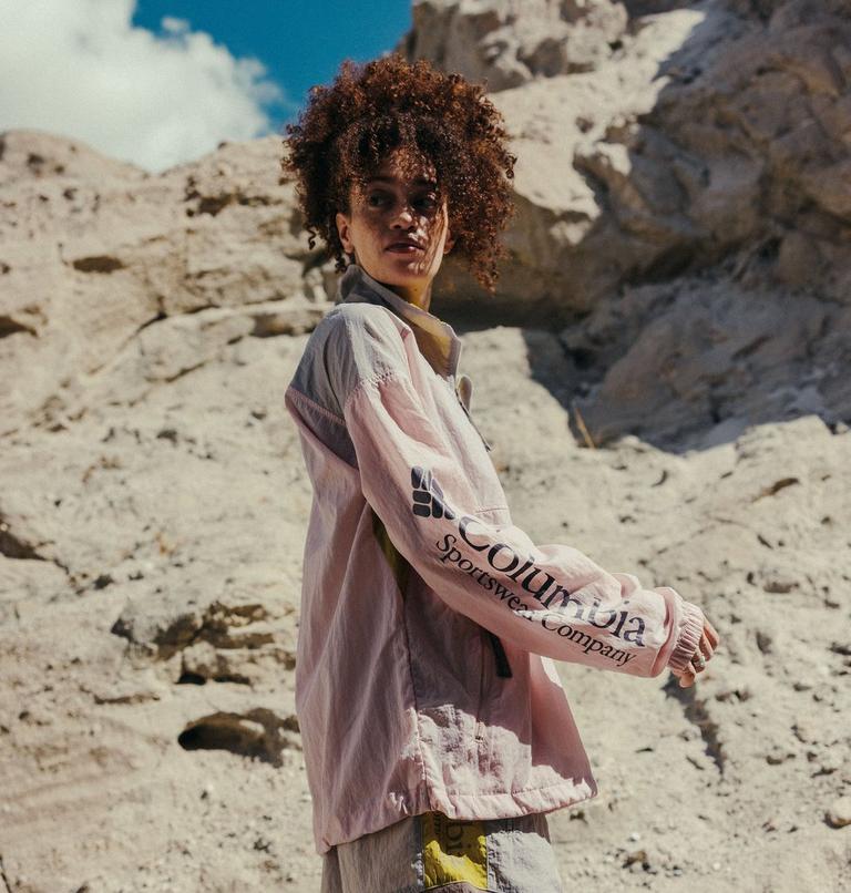 Unisex Riptide II Retro Windbreaker Anorak, Color: Pink Agate, Flint Grey, Peppercorn, image 9