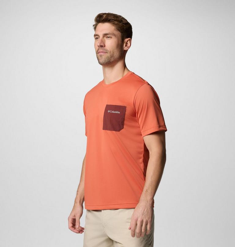 Men's Columbia Hike Pocket Technical T-Shirt, Color: Tuscan Heather, Spice, image 3