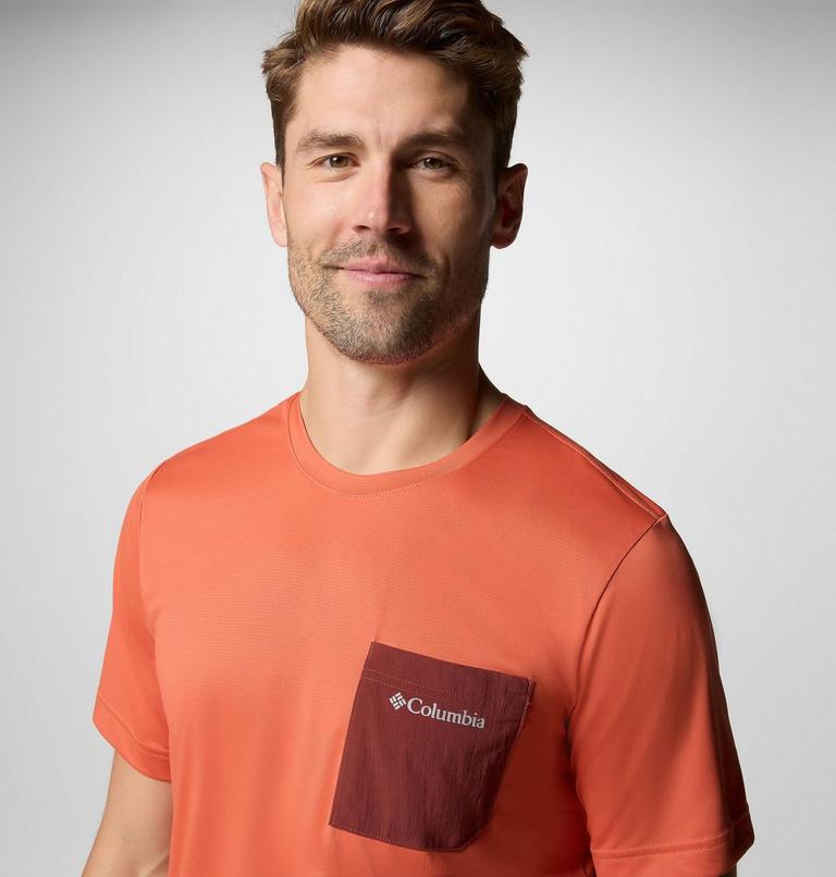Men's Columbia Hike Pocket Technical T-Shirt, Color: Tuscan Heather, Spice, image 4