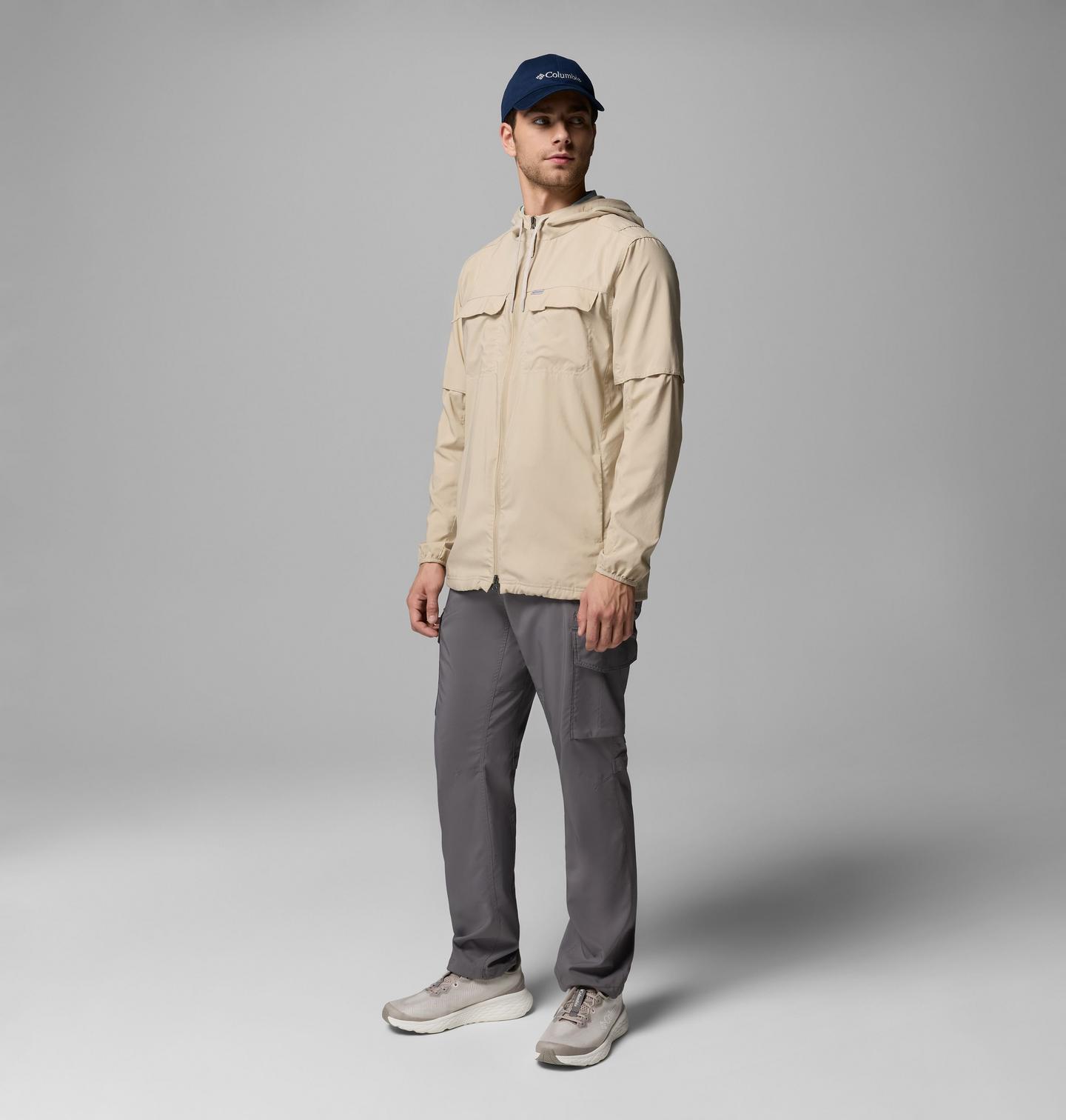 Мужская рубашка Columbia Skien Valley Hooded Long Sleeve, цвет: Серо-бежевый / Shark — фото 2