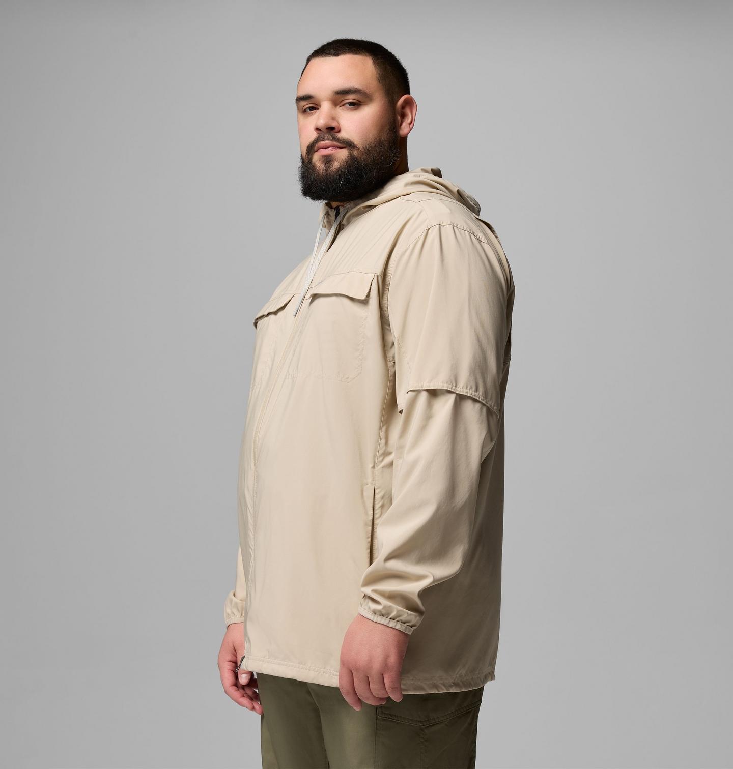 Мужская рубашка Columbia Skien Valley Hooded Long Sleeve Shirt - Big, цвет: Серо-бежевый / Shark — фото 4