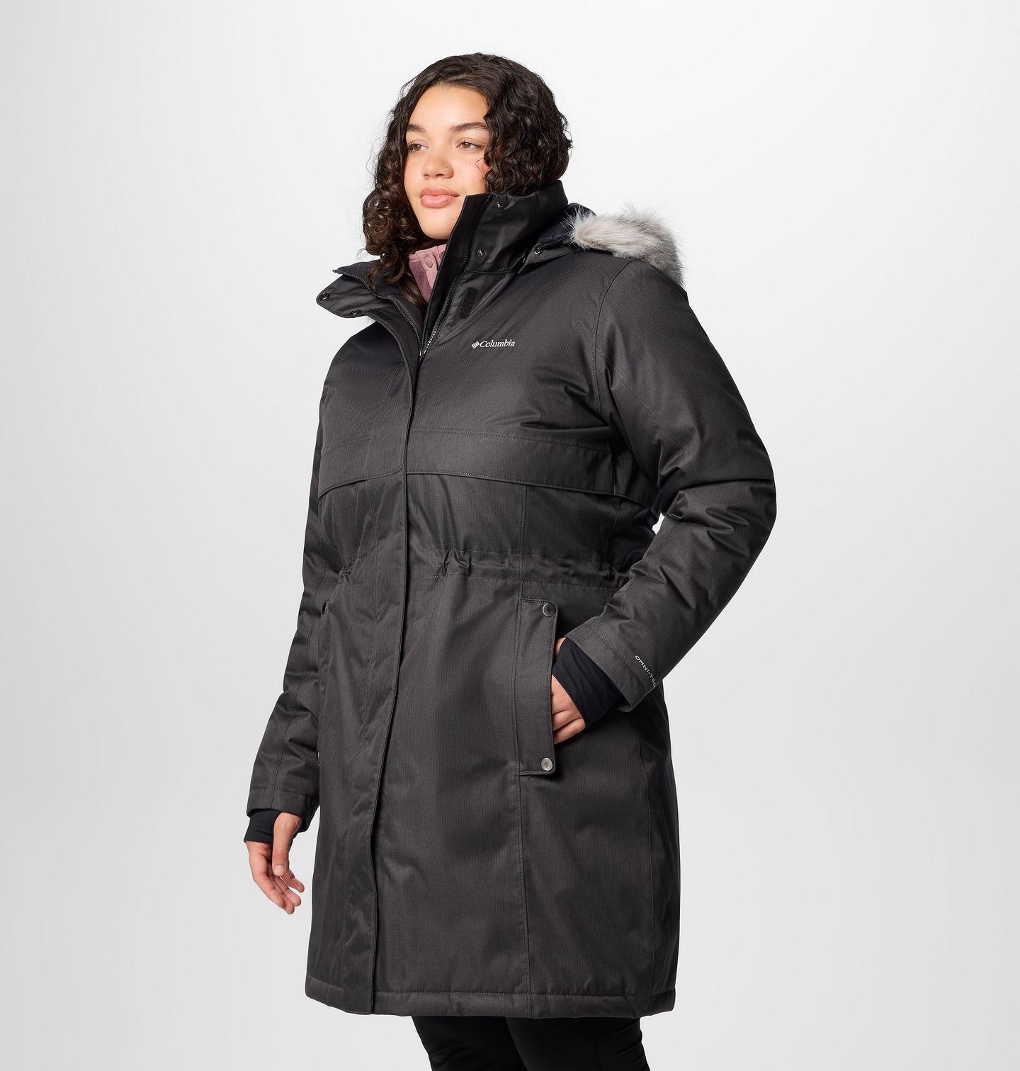 Женская куртка Columbia Apres Arson II Winter Long Down Jacket - Plus Size, цвет: Чёрный — фото 3