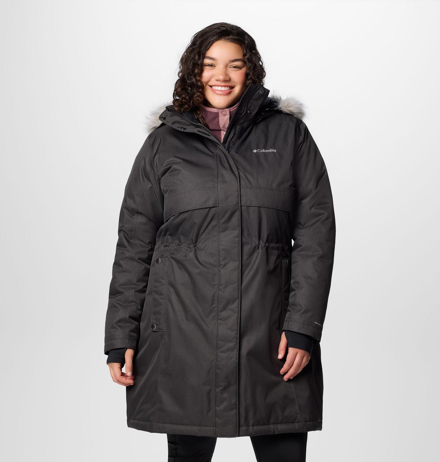 Женская куртка Columbia Apres Arson II Winter Long Down Jacket - Plus Size, цвет: Чёрный — фото 1