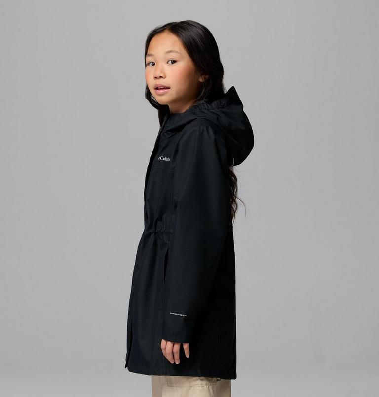 Girls' Hikebound Long Waterproof Jacket, Color: Black, image 3
