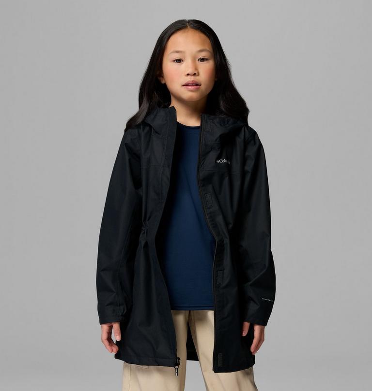 Girls' Hikebound Long Waterproof Jacket, Color: Black, image 4