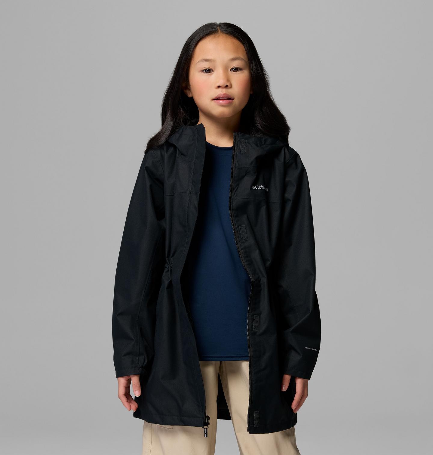 Куртка Columbia Hikebound Long Rain Jacket для девочек, цвет: Чёрный — фото 4
