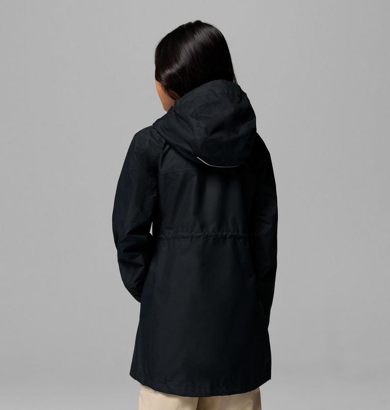 Girls' Hikebound Long Waterproof Jacket, Color: Black, image 2