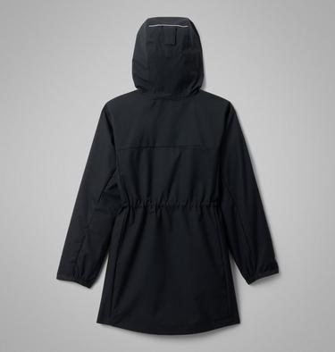 Girls' Hikebound Long Waterproof Jacket, Color: Black, image 6