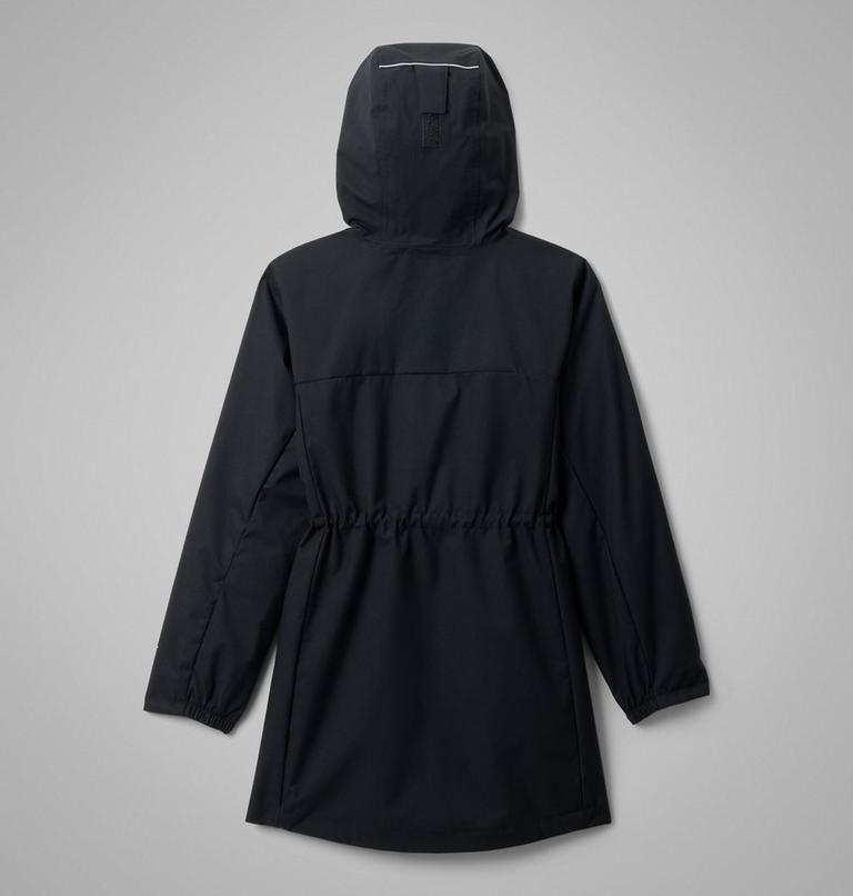 Girls' Hikebound Long Waterproof Jacket, Color: Black, image 2