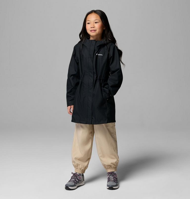 Girls' Hikebound Long Waterproof Jacket, Color: Black, image 1