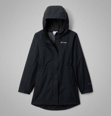 Girls' Hikebound Long Waterproof Jacket, Color: Black, image 5