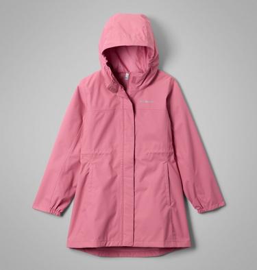 Girls' Hikebound Long Waterproof Jacket, Color: Rosette, image 1
