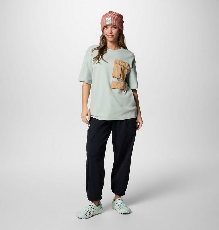 Unisex Cove Beach Pocket T-Shirt, Color: Cool Green, Canoe, image 4