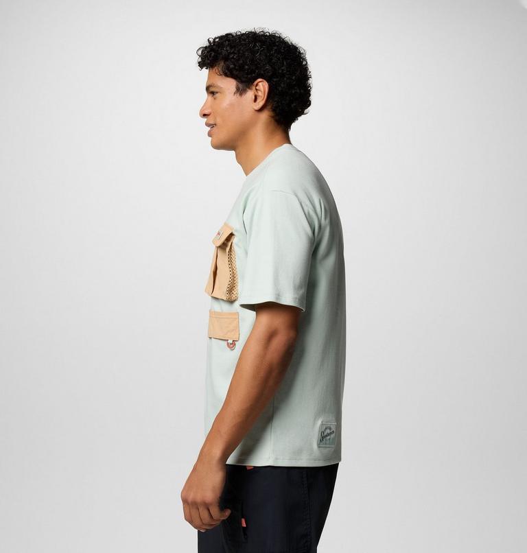 Unisex Cove Beach Pocket T-Shirt, Color: Cool Green, Canoe, image 5