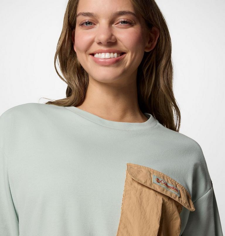 Unisex Cove Beach Pocket T-Shirt, Color: Cool Green, Canoe, image 6