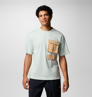 Unisex Cove Beach Pocket T-Shirt, Color: Cool Green, Canoe, image 1
