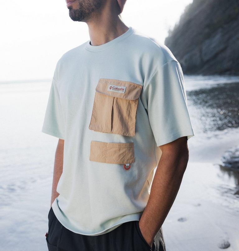 Unisex Cove Beach Pocket T-Shirt, Color: Cool Green, Canoe, image 10