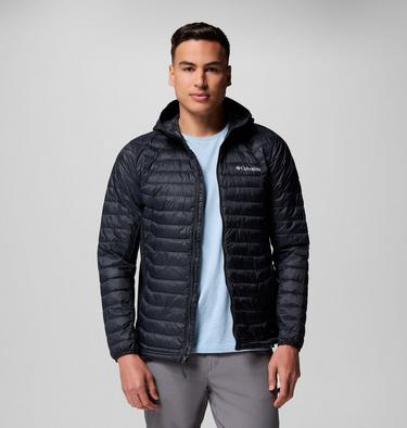 Men's Powder Pass Hybrid Hooded Puffer Jacket, Color: Black, image 1