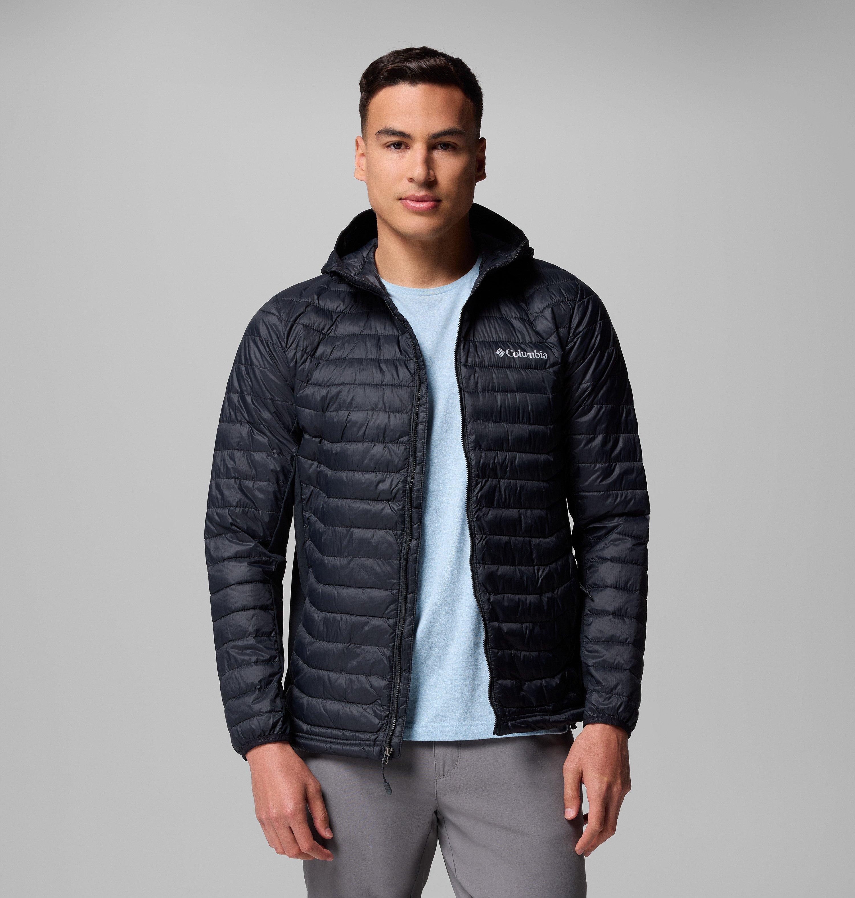 Columbia Sportswear Men's Black Columbia - Powder Pass™ Hybrid Hooded Puffer Jacket - Medium