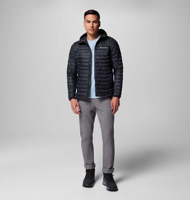 Men's Powder Pass Hybrid Hooded Puffer Jacket, Color: Black, image 2