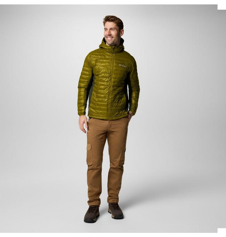 Men's Powder Pass Hybrid Hooded Puffer Jacket, Color: Mossy Green, Greenscape, image 2