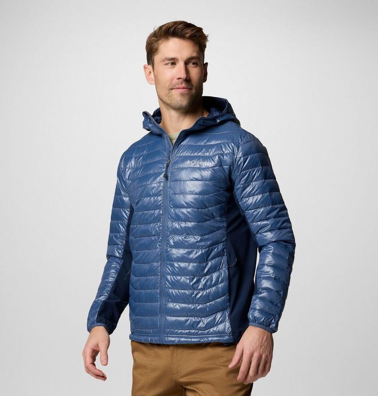 Powder Pass Hybrid Hooded Jacket, Color: Dark Mountain, Collegiate Navy, image 4