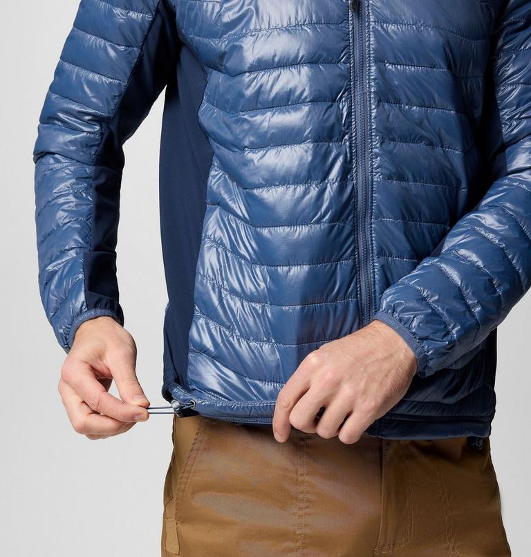 Powder Pass Hybrid Hooded Jacket, Color: Dark Mountain, Collegiate Navy, image 6