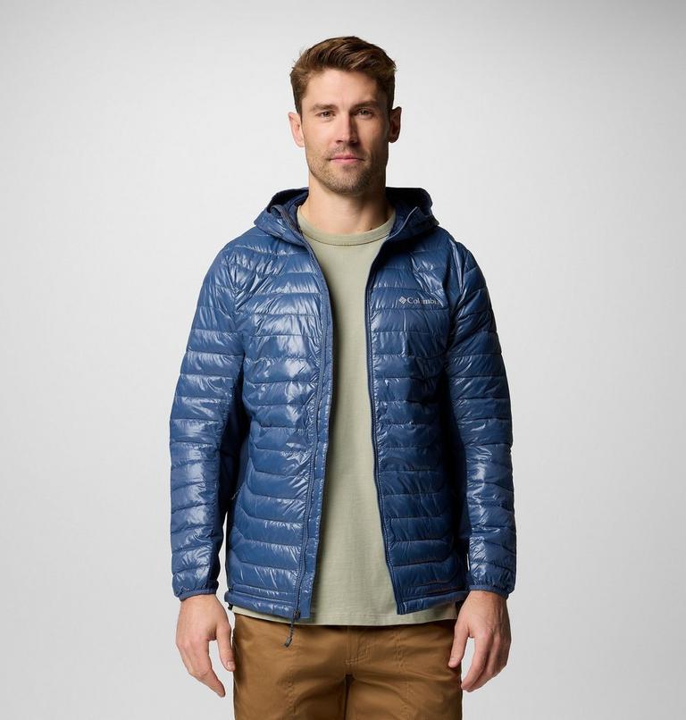 Powder Pass Hybrid Hooded Jacket, Color: Dark Mountain, Collegiate Navy, image 7