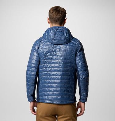 Men's Powder Pass Hybrid Hooded Puffer Jacket, Color: Dark Mountain, Collegiate Navy, image 7