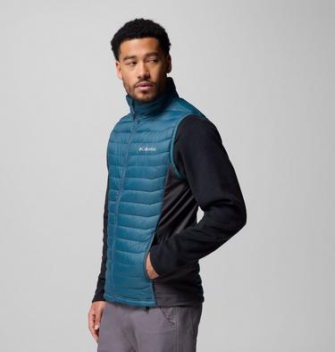 Men's Powder Pass Hybrid Puffer Gilet, Color: Everblue, Shark, image 4