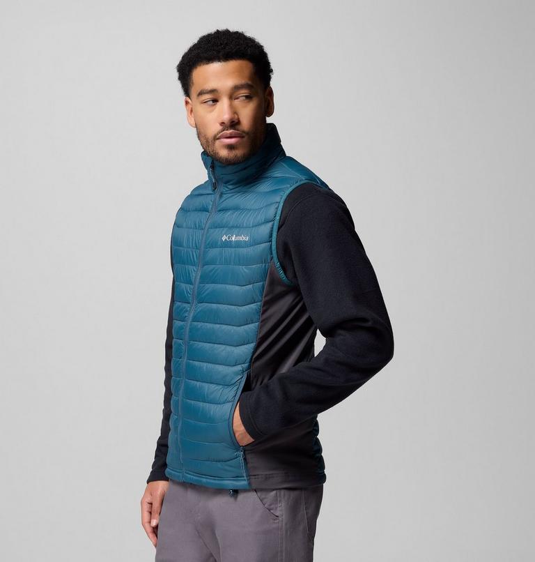 Men's Powder Pass Hybrid Puffer Gilet, Color: Everblue, Shark, image 4