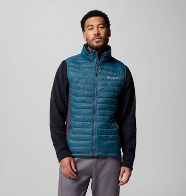 Men's Powder Pass Hybrid Puffer Gilet, Color: Everblue, Shark, image 1