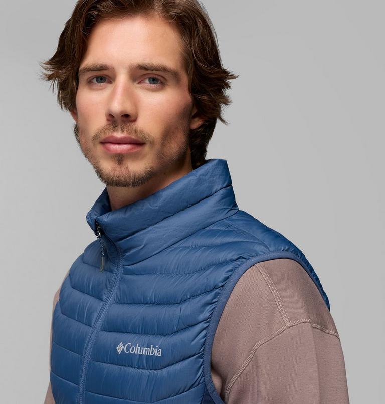 Men's Powder Pass Hybrid Puffer Gilet, Color: Dark Mountain, Collegiate Navy, image 6