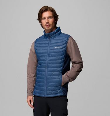 Men's Powder Pass Hybrid Puffer Gilet, Color: Dark Mountain, Collegiate Navy, image 9